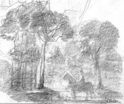 Drawing 44 [Man On Horse]   1991   5x6   Direct
