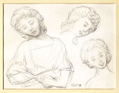 Drawing 159 Study Of Heads  1990  7x9  Direct
