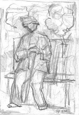 Drawing 28 [Old man]   1990   9x6   Direct
