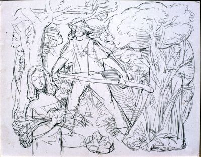 Drawing 146 VW [Man With Scythe]   1983   Small   Slide
