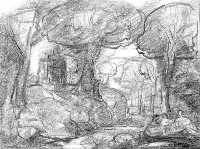 Drawing 29  Country lane   1982   7.5x10   Direct
