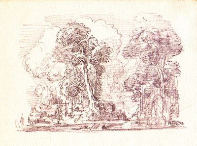 Drawing 56 Ink [Tree Avenue]   1976   6x8   Direct
