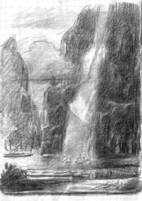 Drawing 115 [Sketch Of Waterfall]   Undated   5x4   Direct
