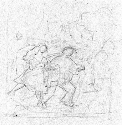 Drawing 24 [Couple Running] Board   Undated   8x7  Direct
