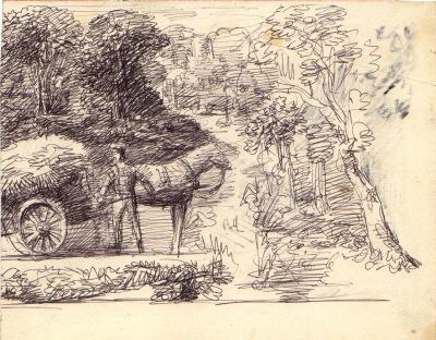 Drawing 34 [Hay Cart]   Undated   6x7.5   Direct
