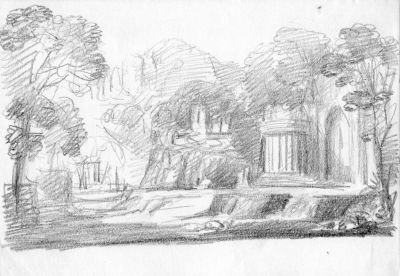 Drawing 82 [Temple Landscape]   Undated   7x10   Direct
