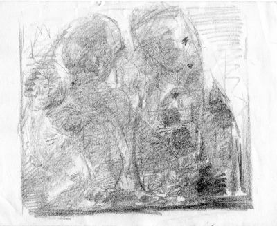 Drawing 83 [Figures Over landscape]   Undated   7x9   Direct
