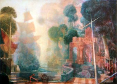Arthurs Arrival At Marazion Print
