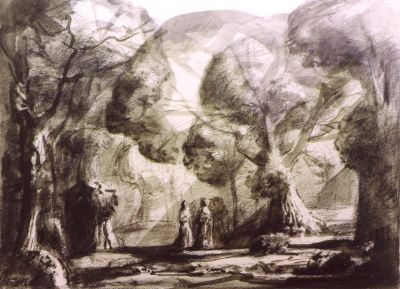 Untitled VW [Wash Sketch Women In Wood]   1985   8.5x11.5   
