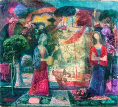 Quayside With Figures  1990   24x26.5  Digital
