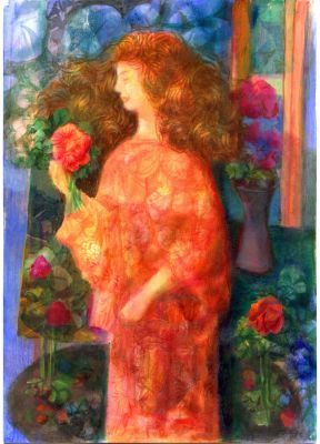 Girl With A Rose   1997   11.5 x8.25   Direct
