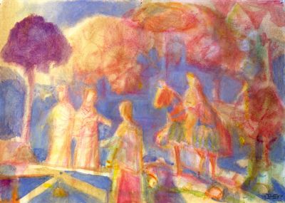 Spring Pageant 8.25x11.5 1997 Direct
Keywords: abstract-landscape;festival;abstract-figures