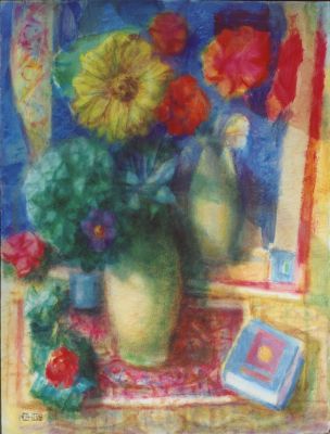 Still Life With Mirror   1998   21x16   Overpainted Photo[s]
Keywords: still-life