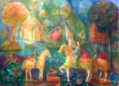 Knights At A Pageant   9x12   2000   Direct
