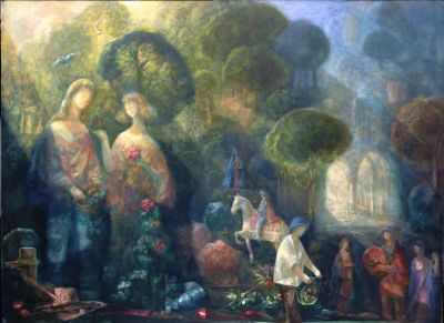 Medieval Glastonbury [Painted Print]   2000  30x40  Slide
