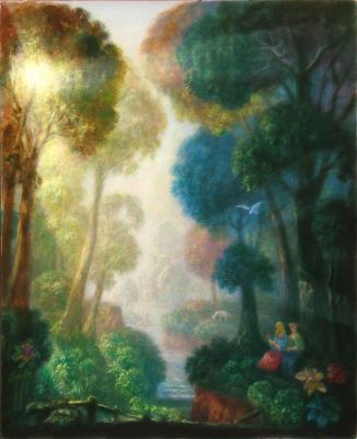 Sunlight Over A Woodland River  2000   20.5x17   Digital
