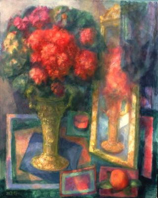 Ornamental Vase Of Flowers    2001  20x16  Slide
