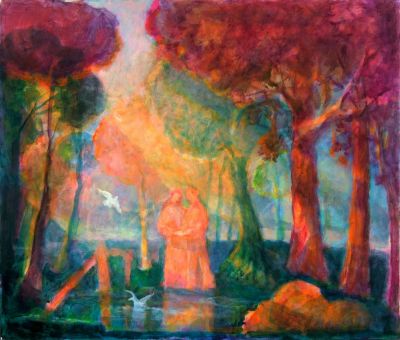 Figures At A Forest Pool   2008  17x19.75  Digital
