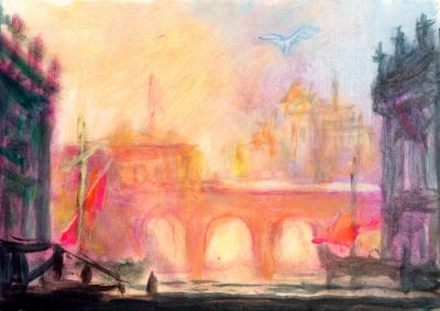 River Arno With Ponte Vecchio  2008  5.75x8.25  Digital
