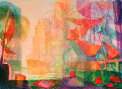 Sun Rising Through Mist And Ships   2008  24x32  Digital
