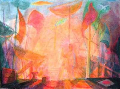 Sun Rising Through Rigging Of Ships   2008  24x32  Digital
