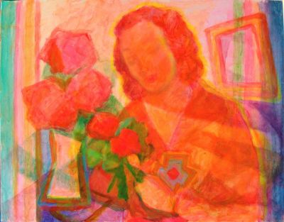 Girl At A Table   2009  25.25x32  Canvas  Digital
Keywords: abstract-figures