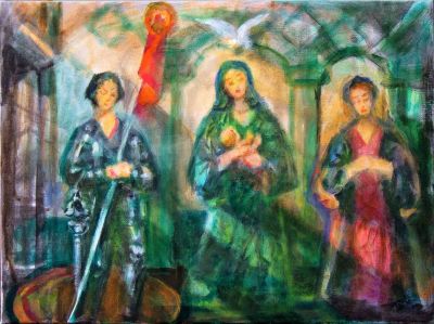 Madonna Enthroned With Knights   2009  12x16  Digital
Keywords: religious