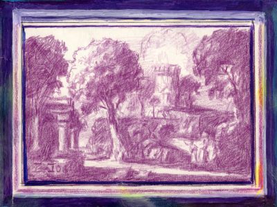 Drawing 157 - Landscape With Castle  2006  5x7  Direct
