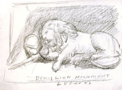 Sketch Book 1 [spiral bound]  1995  4x5.5   P.3 [Lion Monument Lucerne]
