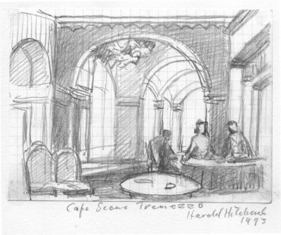 Drawing 120 Cafe Scene Tremezzo  1993   4x5.5   Direct
